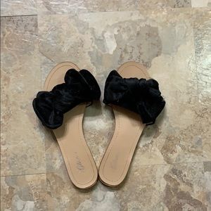 Black velvet sandals